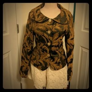 Jacquard fabric collared button up jacket